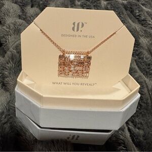 BP Rose Gold Crystal Square Pendant Necklace